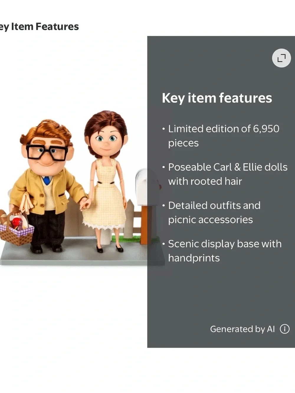 Disney Parks Pixar Up 15th Anniversary Ellie & Carl Limited Edition Doll Set New